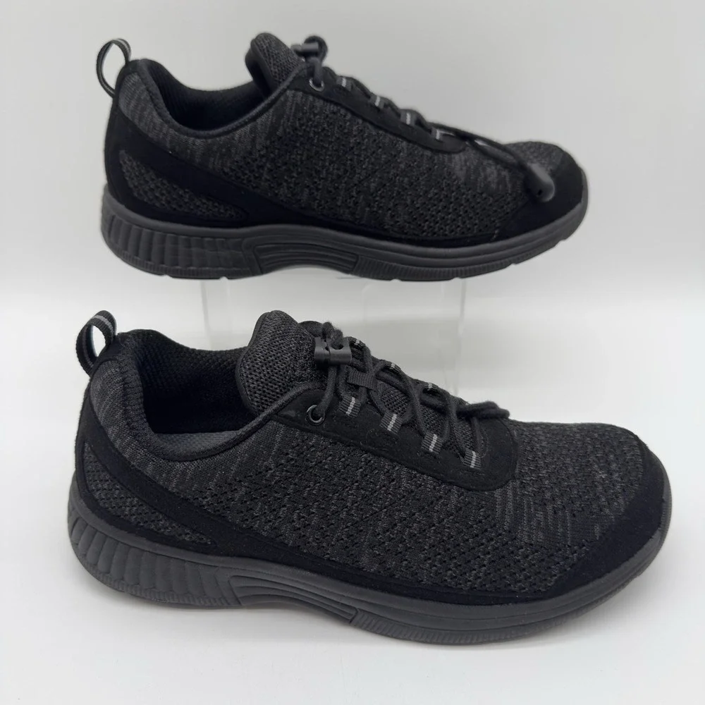 OrthoFeet 977 Coral No-Tie Lace Athletic Shoe Black Women's‎ Size 8.5 Medium NWB